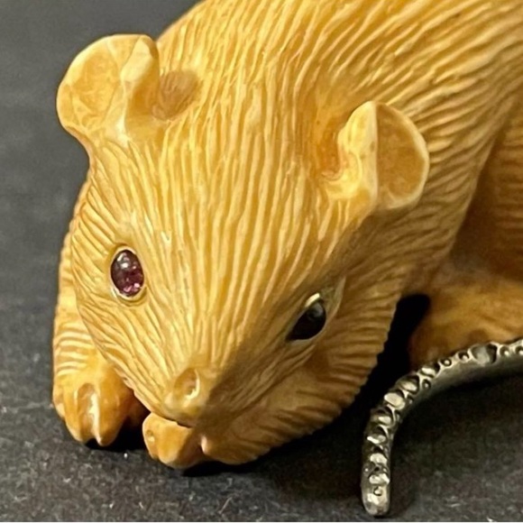 Antique fabrege mouse figurine with rubies and diamonds. - Picture 3 of 4